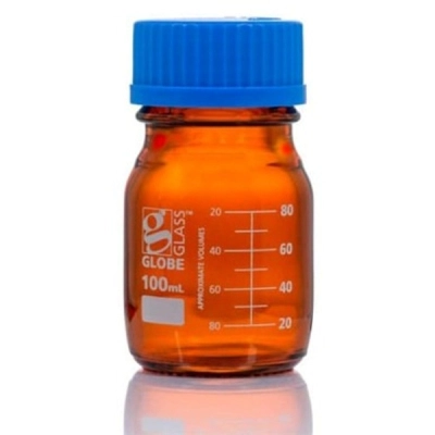 Qorpak 100cc Amber Type I Class A Glass Round Media Bottle with Dual Printed Graduation 10/Cs 317329