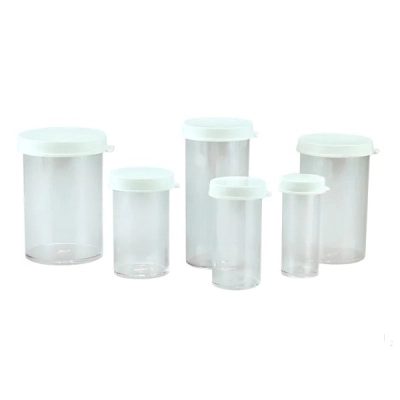 Qorpak 25 x 56mm 7 dram (26 ml) Clear PS Snap Cap Vial with 32mm White PP Linerless 144/Cs 290205