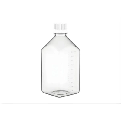 Qorpak 1L Square Grad PETG Media Bottle With Cap Sterile 24/Cs 323073