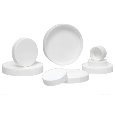 Qorpak 38-400 White Ribbed Polypropylene Cap with SturdeeSeal PE Foam Liner, 3750/Cs CAP-00369