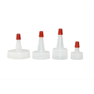 Qorpak 38-400 Natural Unlined LDPE Yorker Cap with Red Tip, .090" Orifice, 1250/Cs CAP-00505