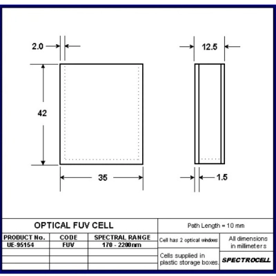 Spectrocell 10 mm Optical FUV Cell UE-95154