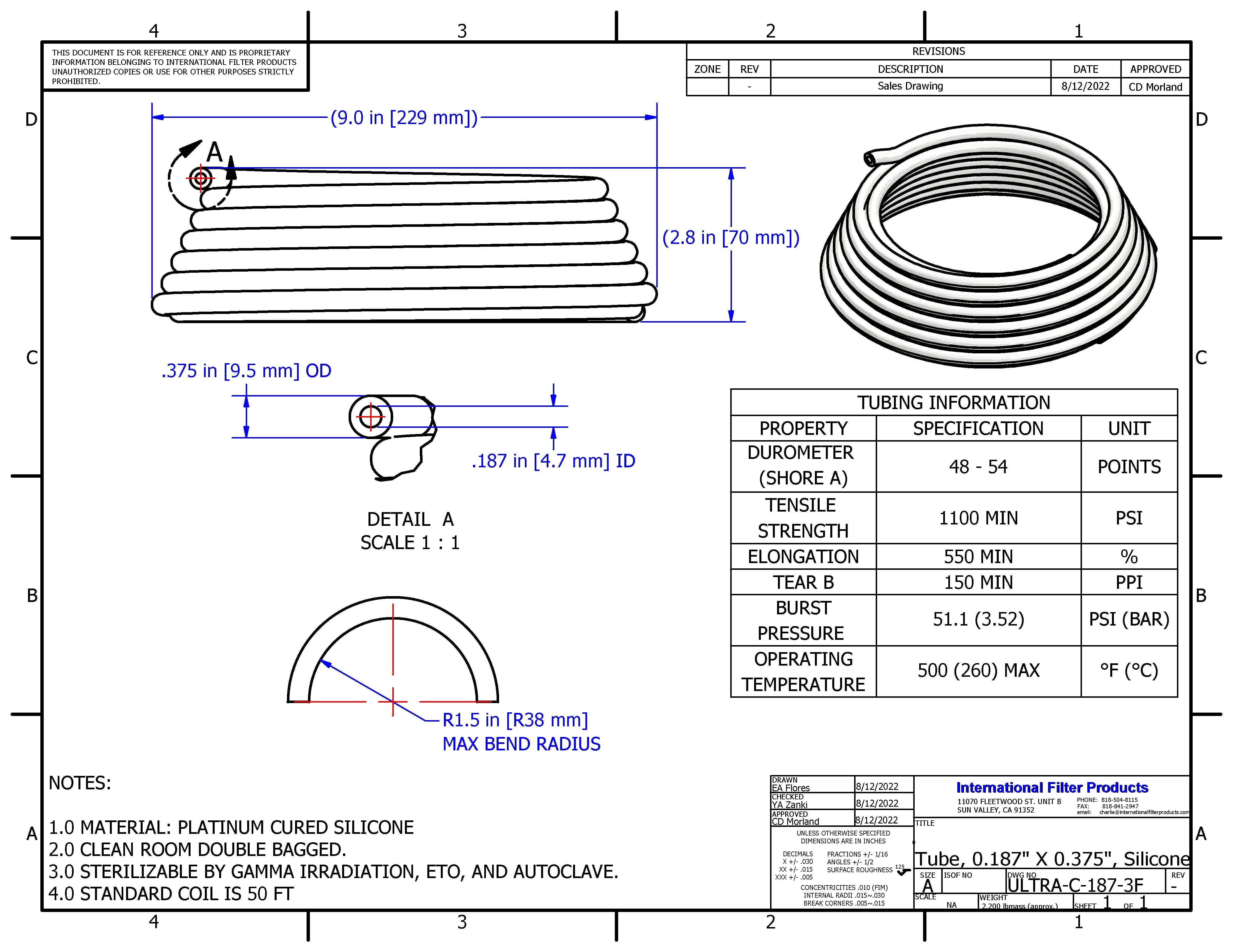 Sani-Tech&reg; Ultra-C Platinum Cured Silicone Tubing - ULTRA-C-187-2