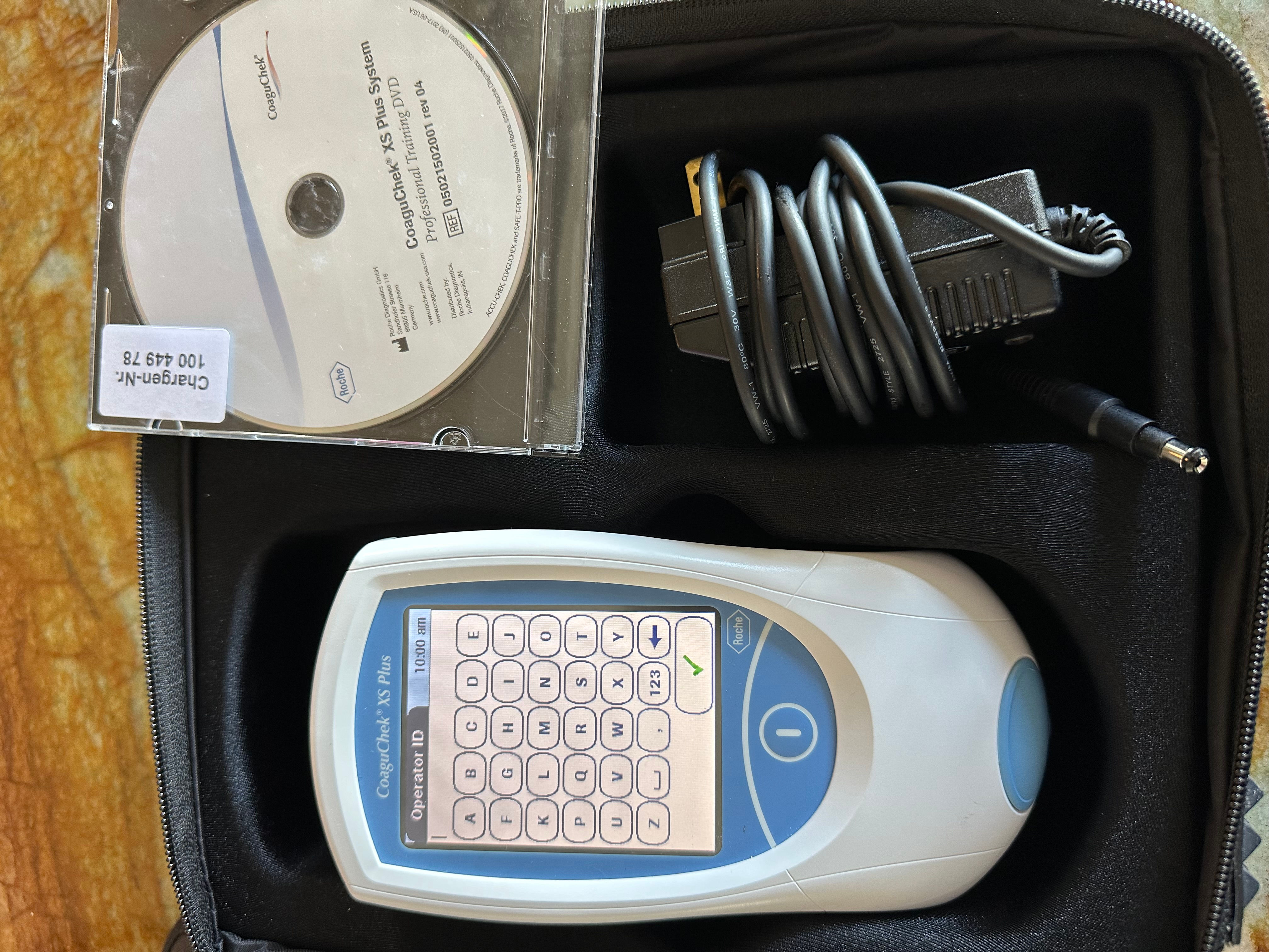 Roche Coaguchek XS Plus Monitor + Manual + Case And Charging Cord