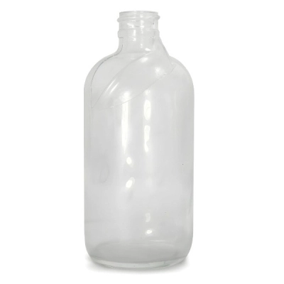 Qorpak 16oz (480ml) Safety Clear Boston Round with 28-400 Neck Finish, Bottle Only, 12/Cs GLA-00938
