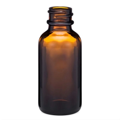 Qorpak 0.5oz (15ml) Amber Boston Round with 18-400 Neck Finish, Bottle Only, 720/Cs GLA-00884