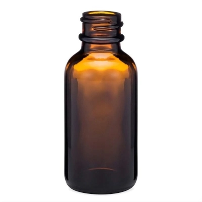 Qorpak 16oz (480ml) Amber Boston Round with 28-400 Neck Finish, Bottle Only, 60/Cs GLA-00896