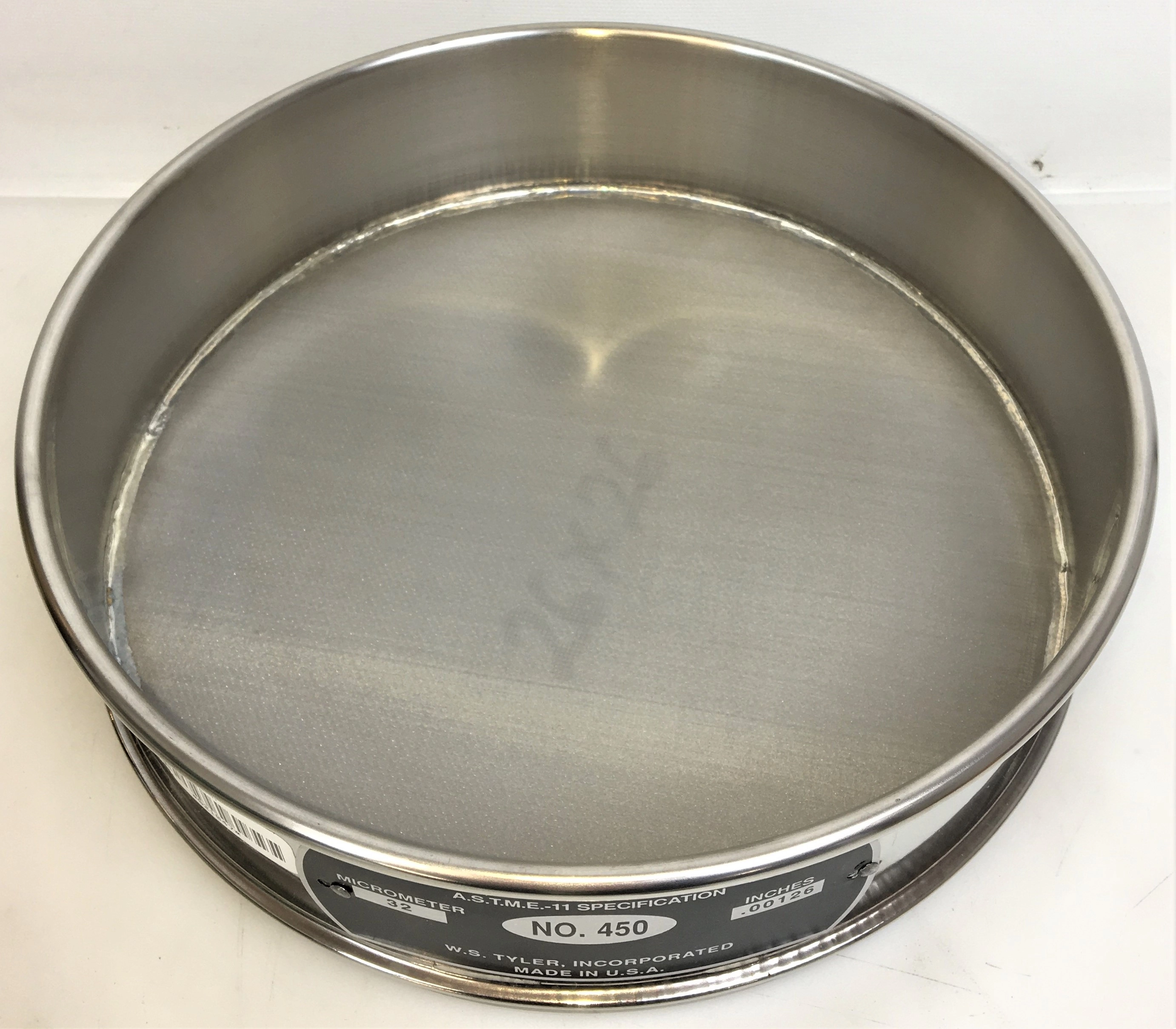 Tyler #450 Stainless Steel 12" Sieve (32&mu;m)