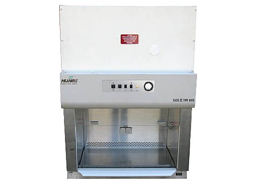 NuAire NU425-300 3 foot Type A2 biological safety cabinet with existing HEPA filters and stand (pre-owned)