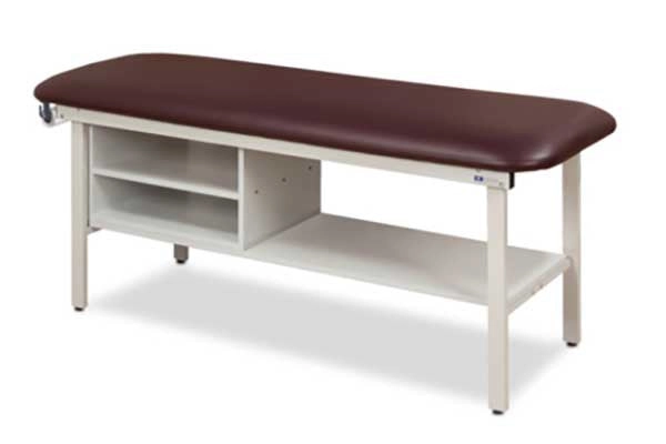 Clinton Flat Top, Alpha Series, Straight Line Treatment Table W/ Shelving SKU: 3300-27