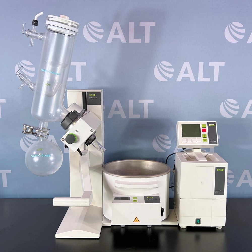 Buchi  Rotavapor R-100 Rotary Evaporator With B-100 Heating Bath And V-100 Vacuum Pump With I-100 Interface