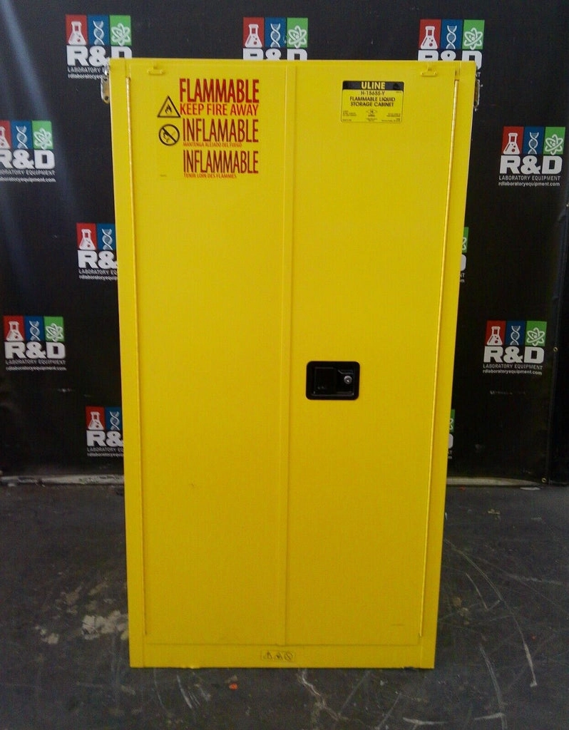 Uline H-1565S-Y Flammable Storage Cabinet Self Closing Doors 60 Gal