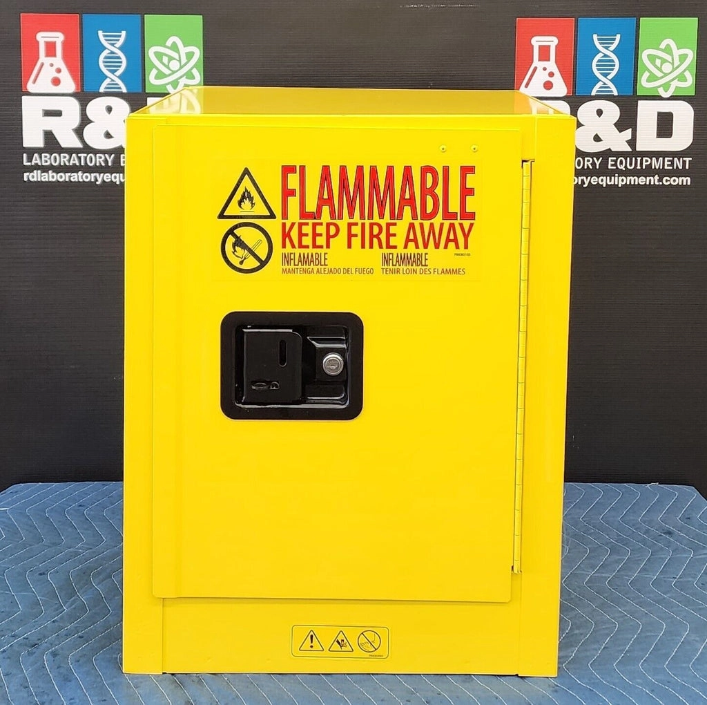 Uline H-2569S-Y Flammable Storage Cabinet Self Closing Doors w/ key 4 Gal