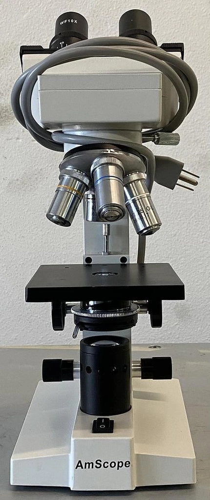 AmScope Compound Microscope 10x Zoom w/ 4 Objectives. Fully Tested