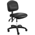 Rolling lab chair | Desk height with vinyl seat and back, 2 lever adjustment, and nylon footring -- adjustable height (18" to 23")