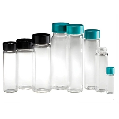 Qorpak 27.25 x 70mm 6 dram (22ml) Clear Borosilicate Vial with 24-400 Black Phenolic 72/Cs GLC-04882