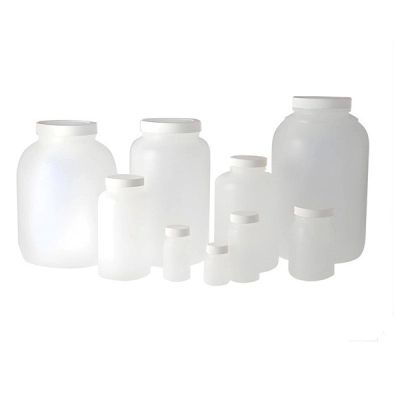 Qorpak 68oz (2000ml) Natural HDPE Wide Mouth Round with 89-400 White PP, 6/Cs PLC-03622