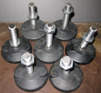 LARGE EQUIPMENT BOLT ON FEET, 3 ¾" TALL X 3 1/8" WIDE, 5/8" ALL-THREAD CONNECTION 