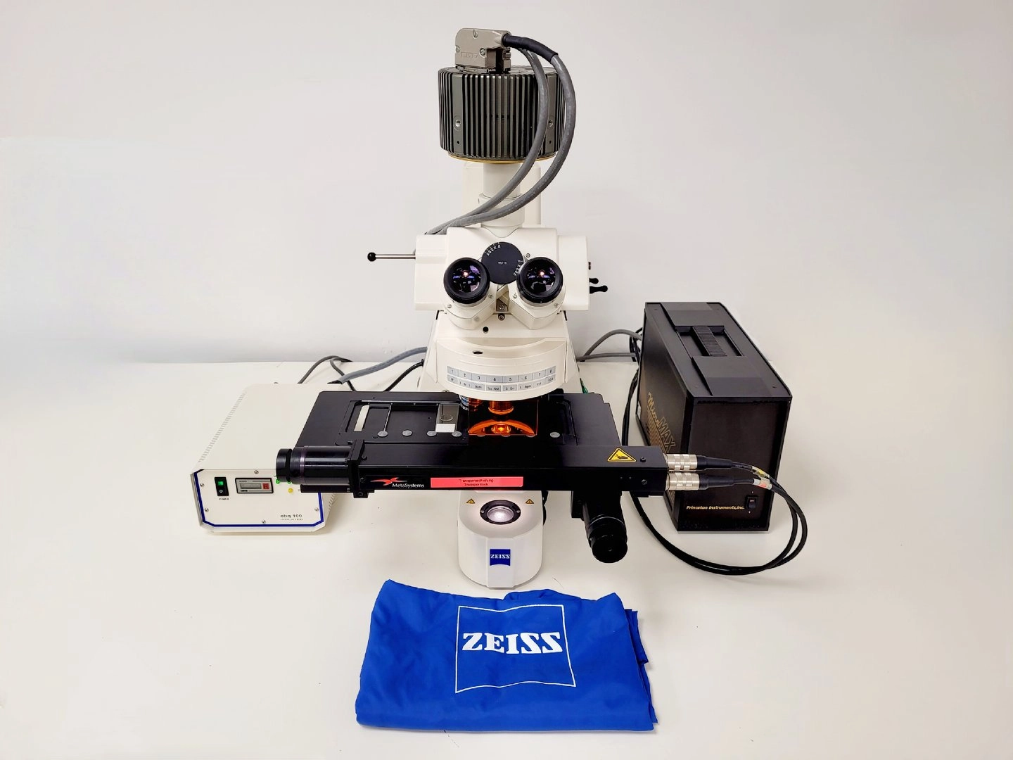 Zeiss Axioplan 2ie MOT Fluorescence Microscope w/ 4 Objectives (Neofl, Achrom)