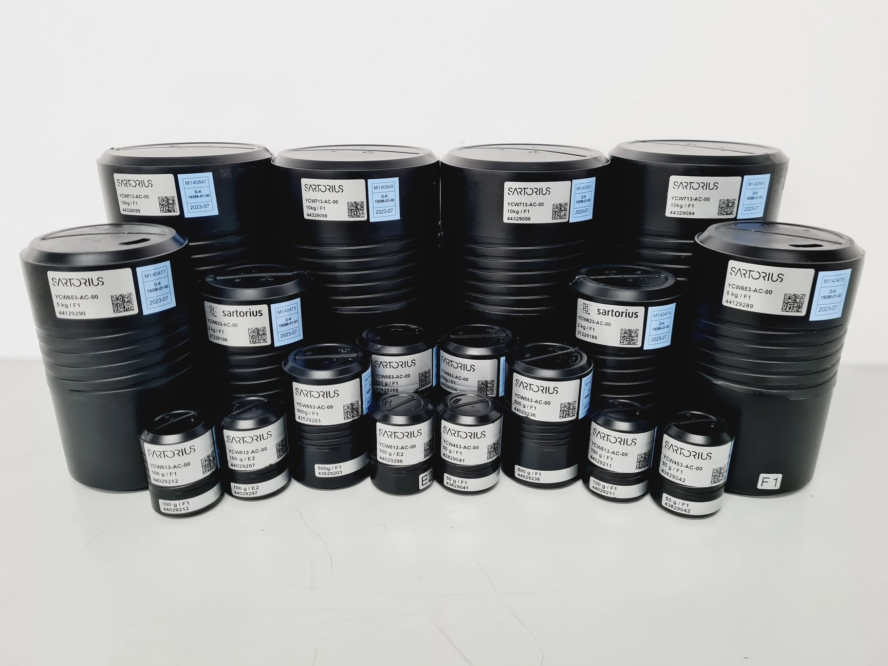 18 x Sartorius Calibration Weights 10Kg, 5Kg, 2Kg, 500g, 100g, 50g Lab