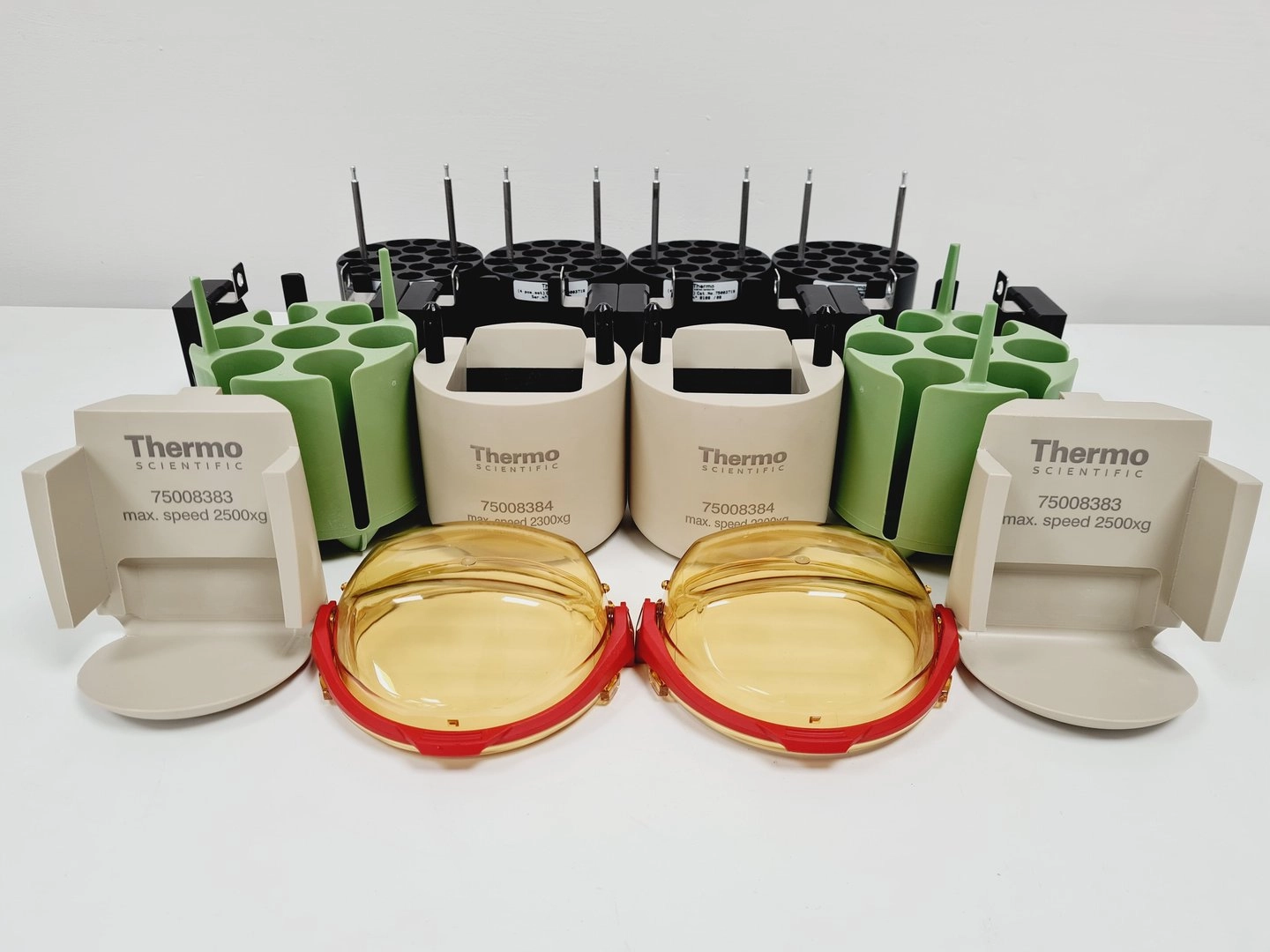 Lot of Thermo Scientific Rotor Bucket Adapters &amp; Lids TX-750  T-25 T-75 Lab