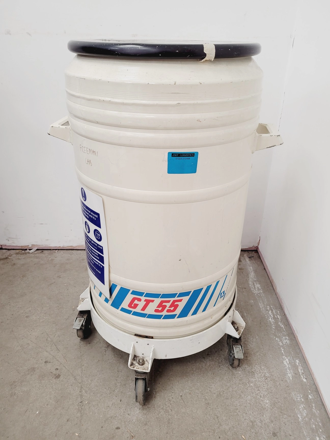 GT 55 Liquid Nitrogen Dewar with 6 x Storage Racks Lab