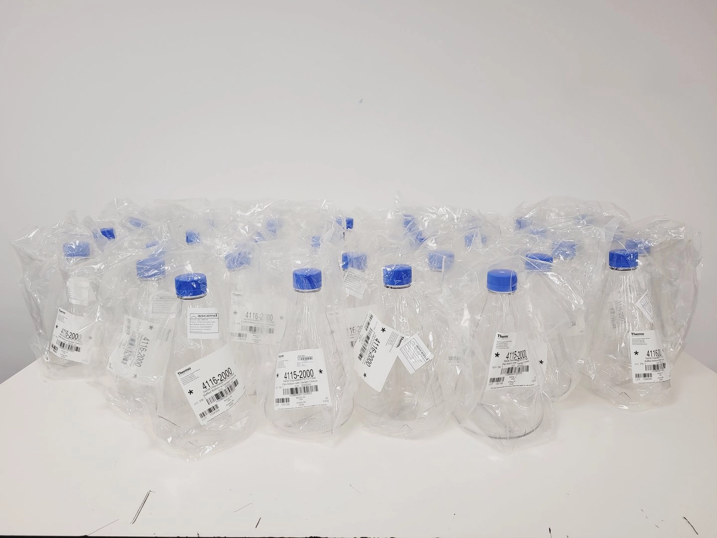 34 x Thermo Disposable Erlenmeyer Baffled Flasks 2000ml PETG 4116-2000