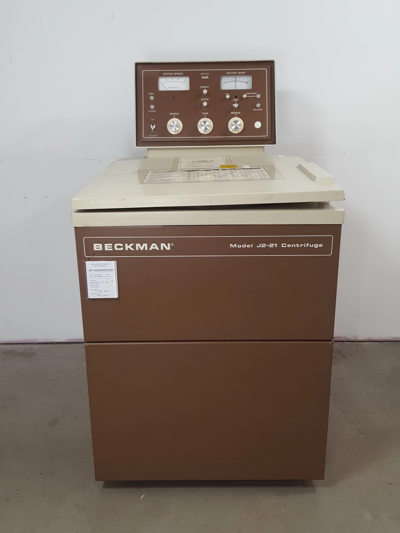 Beckman J2-21 Floor Standing Centrifuge 20000rpm Max Lab