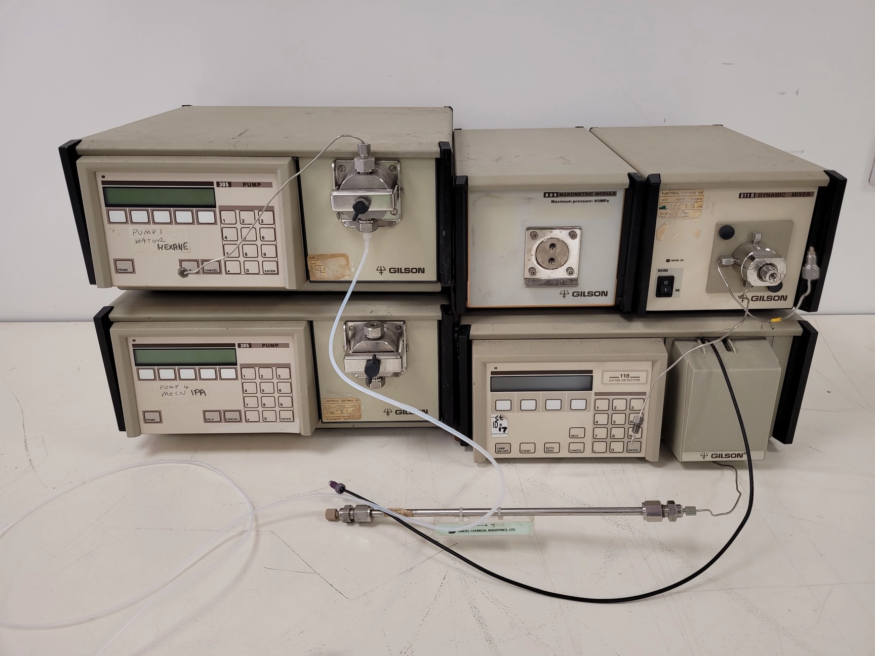 Gilson HPLC Units - 305 Pumps, 118 UV/VIS Detector, 805 Manometric Module, 811B