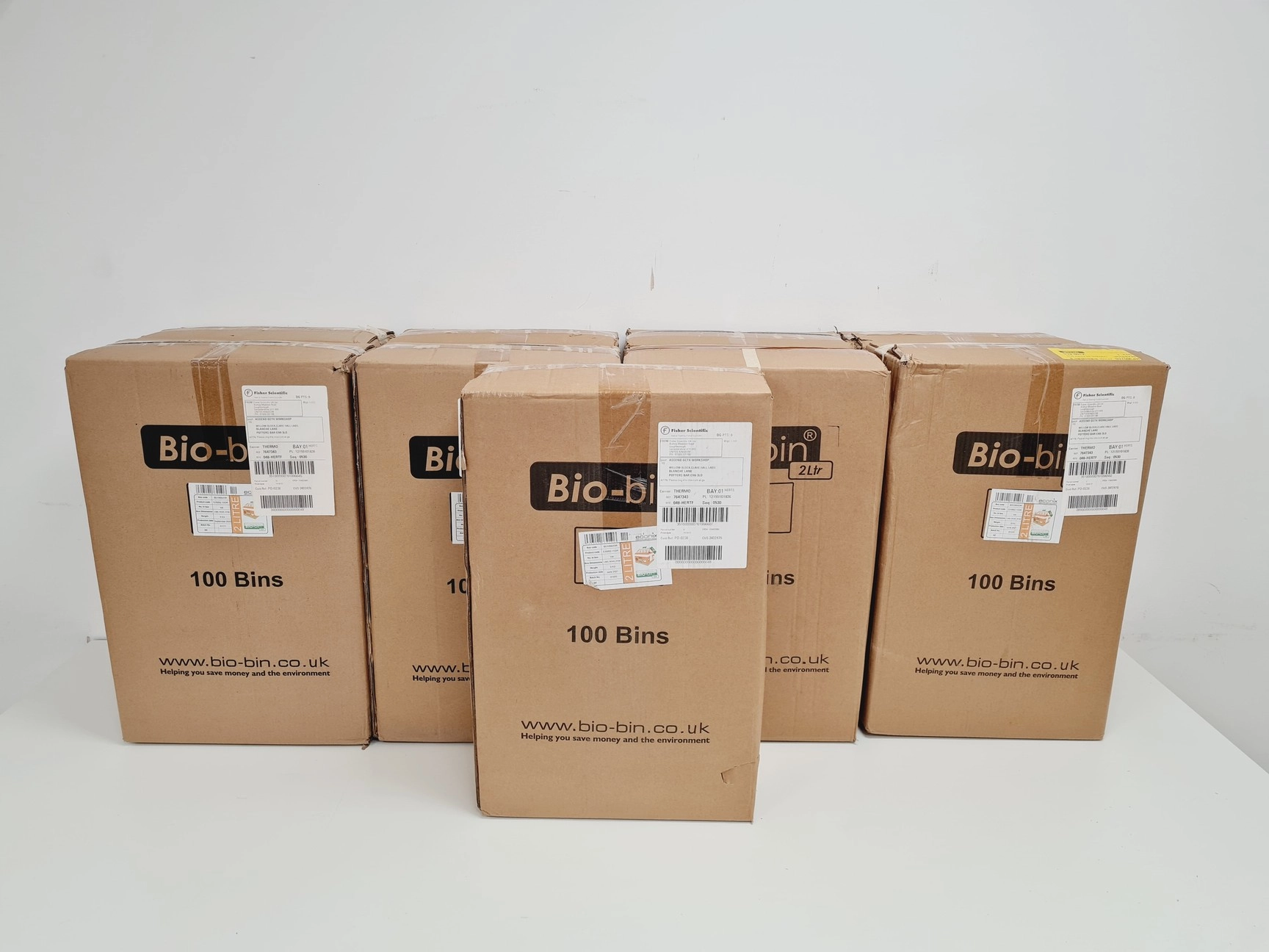 900 x Bio-Bin 2 Litre Pipette Clinical Waste Disposal Bins Lab