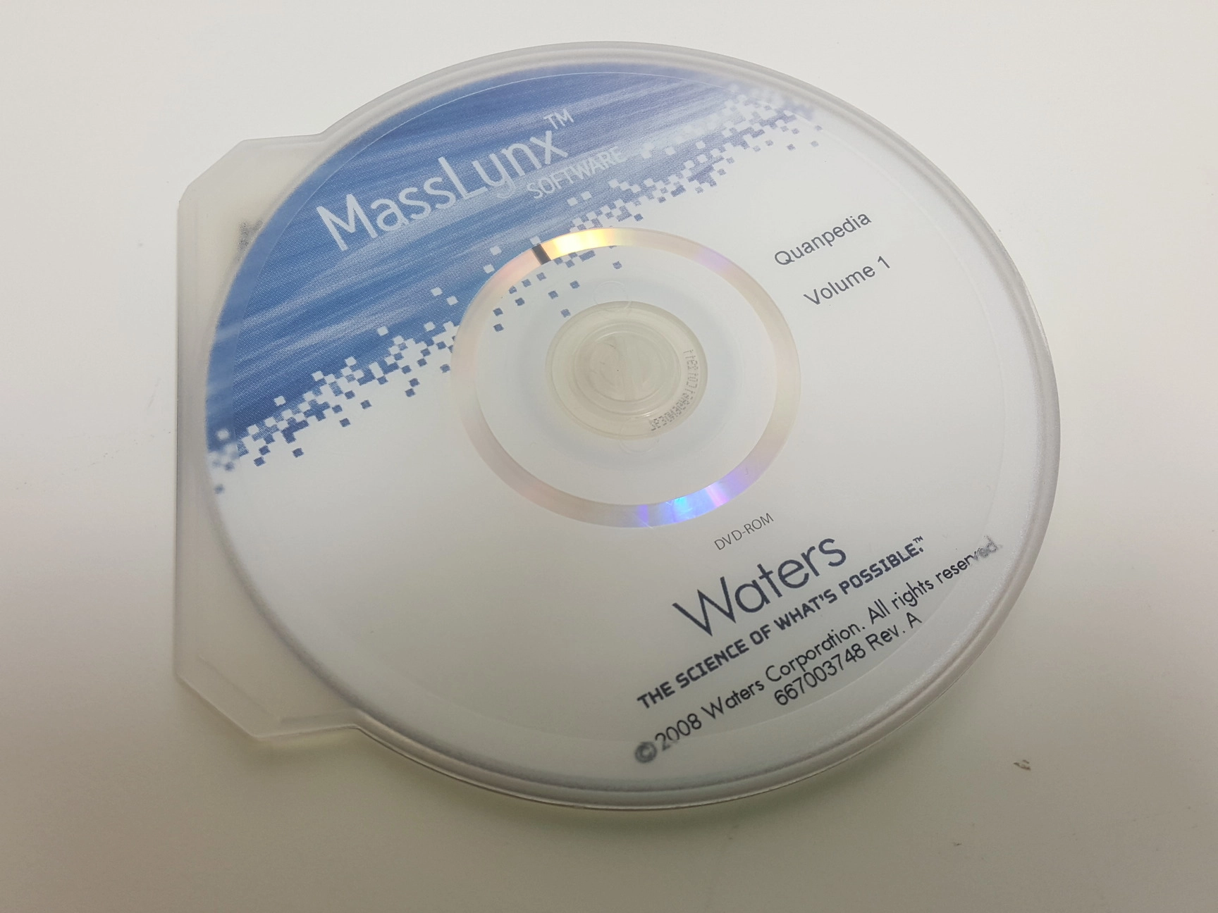 Waters Corporation MassLynx Software DVD-ROM Quanpedia Volume 1 667003748 Rev. A