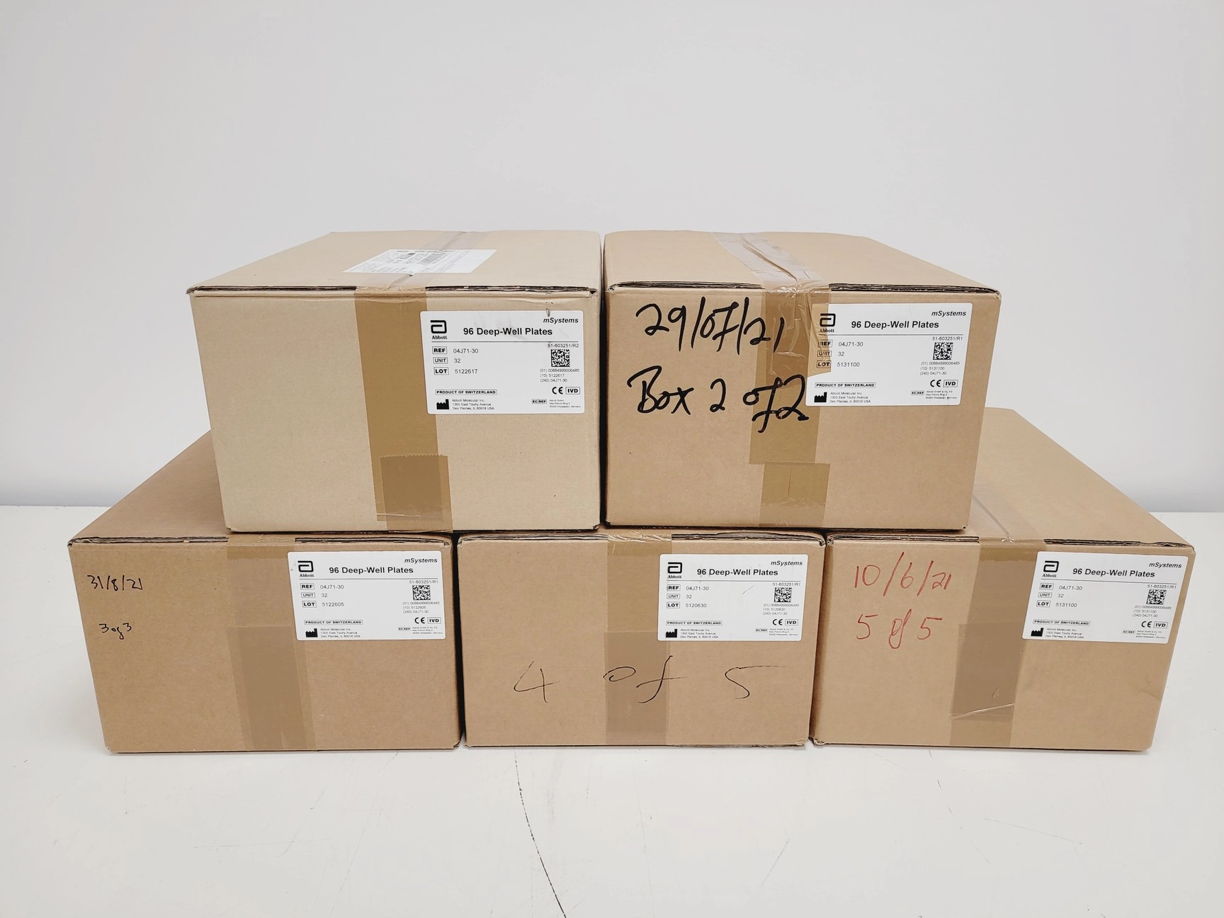 5 x Boxes of Abbott mSystems 96 Deep-Well Plates  REF - 04J71-30 Lab