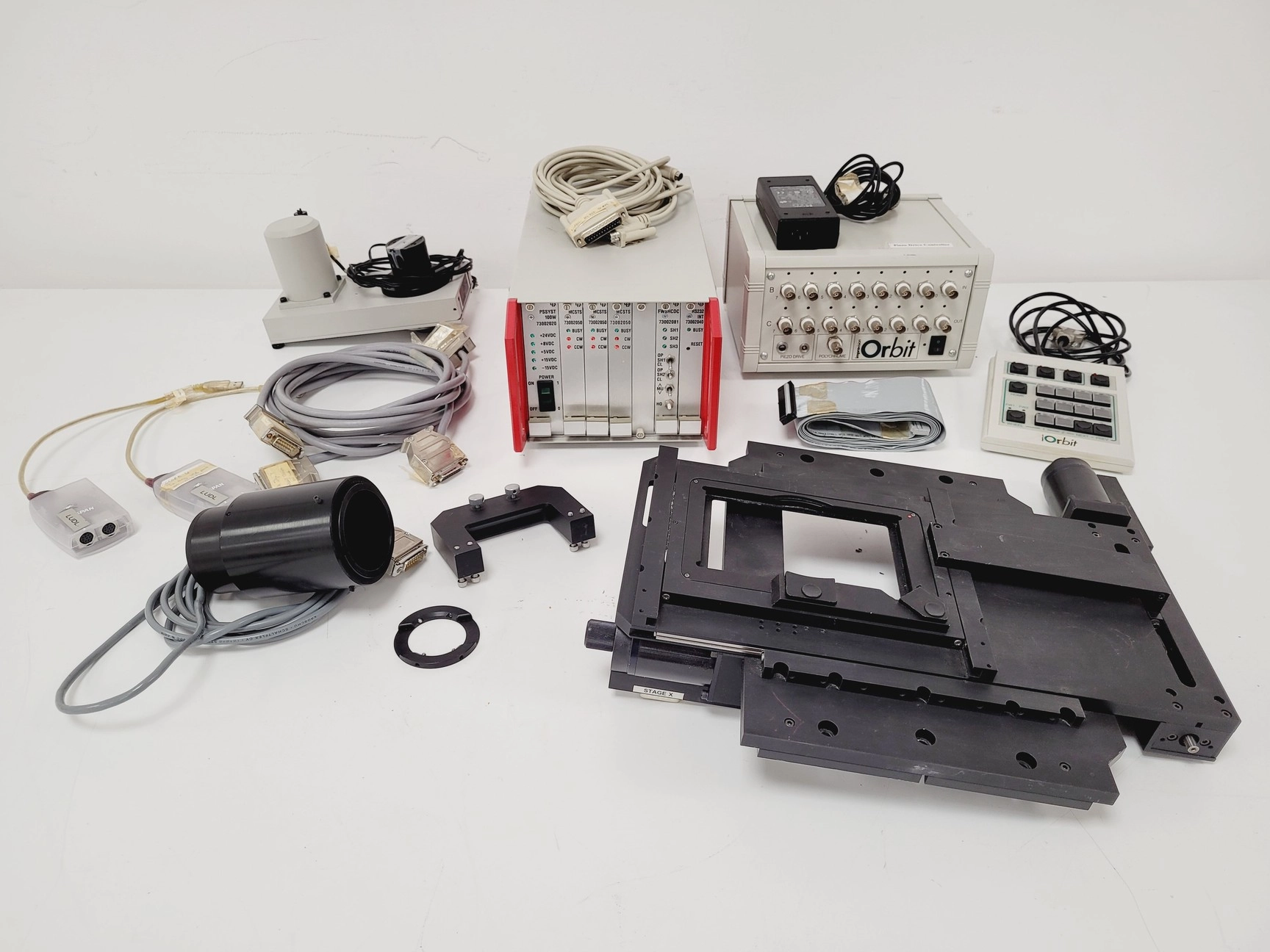 LUDL Microscope Stage w/Controller/Filter Wheel/Prior Keypad &amp; Controller