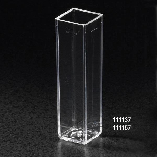 Cuvette, Spectrophotometer, Square, 4.5mL (10mm), PS, 4 Clear Sides, 100/Tray, 5 Trays/Unit — Qty/Unit: 500