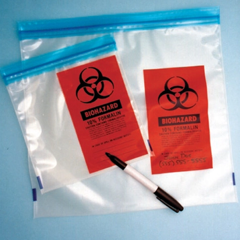 Bag, Liquid Tight Ziplock for Specimen Storage with Formalin Warning Printing, Saranex, 3" x 6", 250/Pack, 4 Packs/Unit — Qty/Unit: 1000