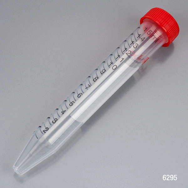 Diamond MAX Centrifuge Tube, 15mL, Attached Red Flat Top Screw Cap, PP, Printed Graduations, STERILE, Certified, 25/Re-Sealable Bag, 20 Bags/Unit