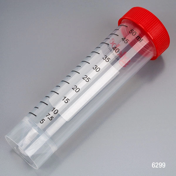 Diamond MAX Centrifuge Tube, 50mL, Attached Red Flat Top Screw Cap, PP, Printed Graduations, STERILE, Self-Standing, Certified, 25/Re-Sealable Bag, 20 Bags/Unit — Qty/Unit: 500