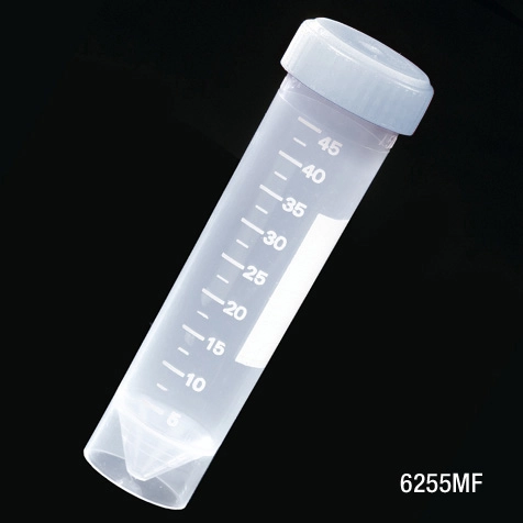 Transport Tube, 50mL, with Separate Natural Screw Cap, PP, Printed Graduations, Conical Bottom, Self-Standing  ** METAL-FREE **