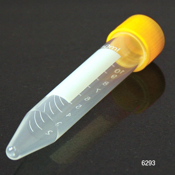 Centrifuge Tube, 10mL, with Attached Yellow PP Screw Cap, PP, Printed Graduations, STERILE, 100/Bag, 10 Bags/Unit — Qty/Unit: 1000