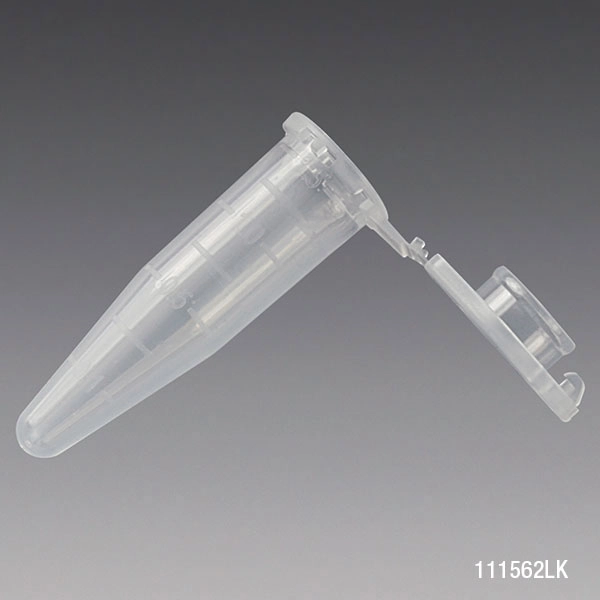 Microcentrifuge Tube, 1.5mL, PP, Attached Locking Snap Cap, Graduated, Natural, Lot Certified: Rnase, Dnase, Pyrogen, ATP and Human DNA Free — Qty/Unit: 500