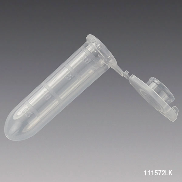 Microcentrifuge Tube, 2.0mL, PP, Attached Locking Snap Cap, Graduated, Natural, Lot Certified: Rnase, Dnase, Pyrogen, ATP and Human DNA Free — Qty/Unit: 500