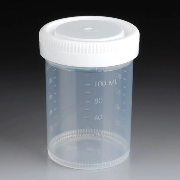 Container: Tite-Rite, 120mL (4oz), PP, 53mm Opening, Graduated, with Separate White Screwcap — Qty/Unit: 300