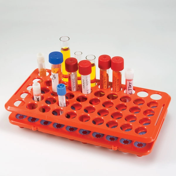 Grip Rack, Rack with Tube Grippers for up to 17mm Tubes, 50-Place, Autoclavable, Orange — Qty/Unit: 1