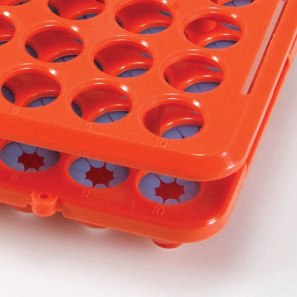 Grip Rack, Rack with Tube Grippers for up to 17mm Tubes, 50-Place, Autoclavable, Orange — Qty/Unit: 1