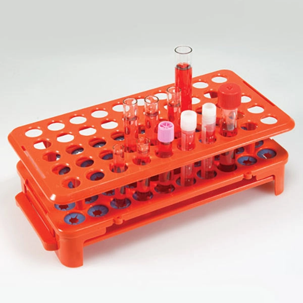 Grip Rack, Rack with Tube Grippers and Tube Eject for up to 15mm Tubes, 50-Place, Autoclavable, Orange — Qty/Unit: 1