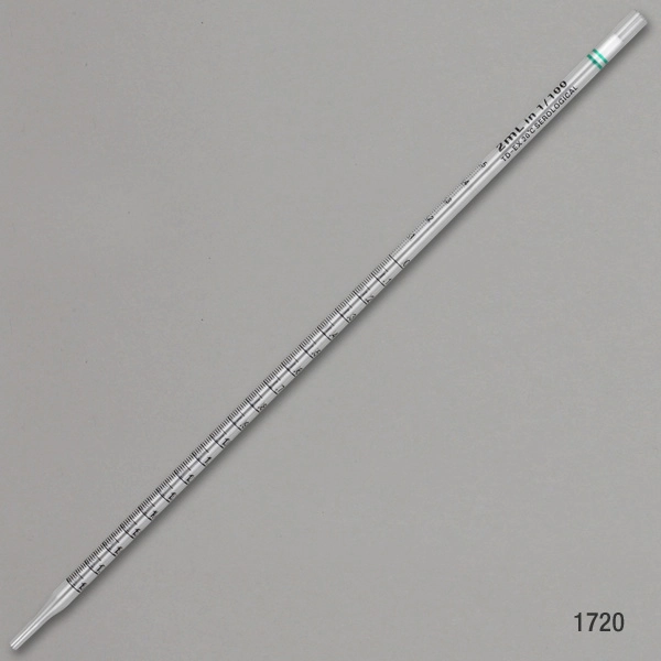 Serological Pipette, 2mL, PS, Standard Tip, 275mm, STERILE, Green Band, Individually Wrapped, 500/Dispenser Box — Qty/Unit: 500