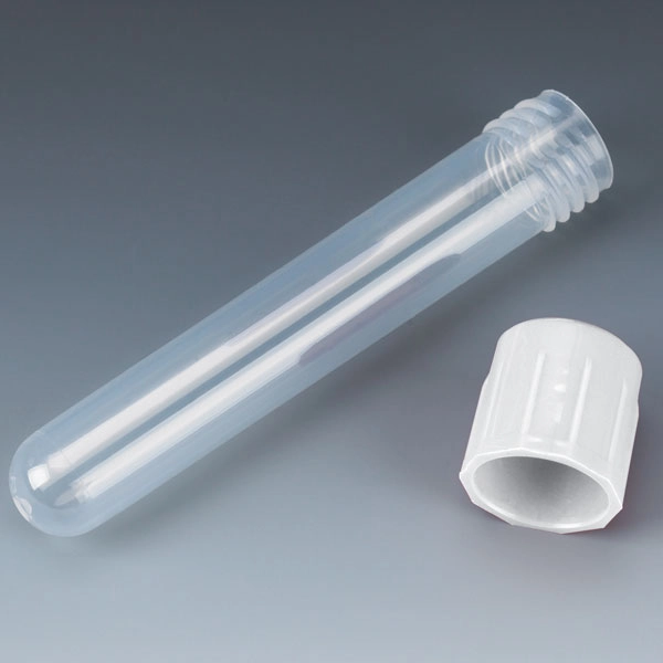 Test Tube with Attached White Screw Cap, 12 x 75mm (5mL), PP, 250/Bag, 4 Bags/Unit — Qty/Unit: 1000