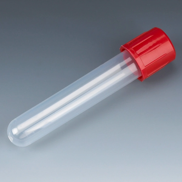 Test Tube with Attached Red Screw Cap, 12 x 75mm (5mL), PP, 250/Bag, 4 Bags/Unit — Qty/Unit: 1000