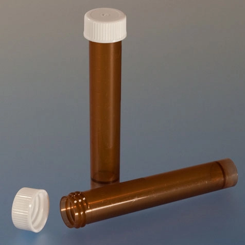 Transport Tube, 10mL, with Separate Screw Cap, AMBER, PP, Conical Bottom, Self-Standing, Molded Graduations — Qty/Unit: 1000