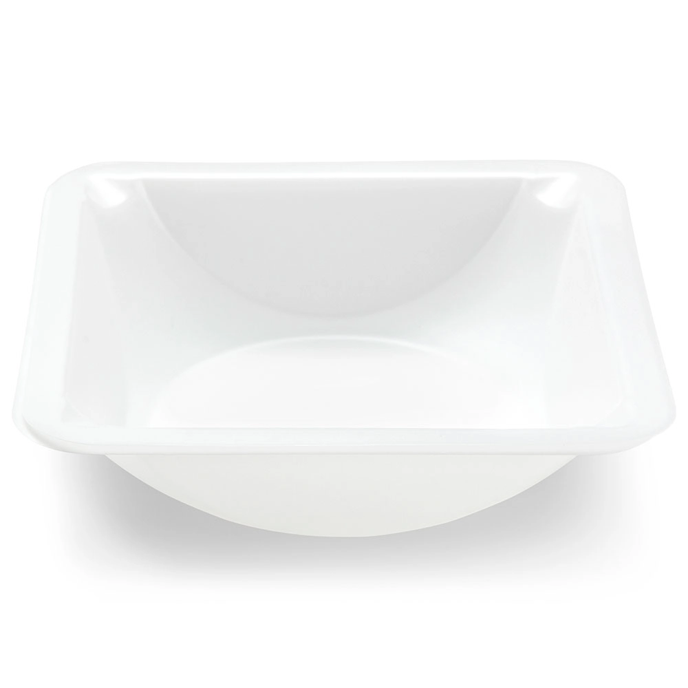 Weighing Boat, Plastic, Square with Round Bottom, Small Easy Pour Spout, Antistatic, 89 x 89 x 25mm, PS, White, 100mL — Qty/Unit: 500